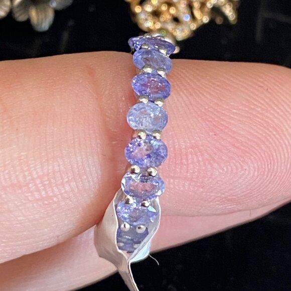 Eternity Ring Size 6 Purple Tourmaline Sterling Silver 925 Women Semi-Precious S - Picture 1 of 7